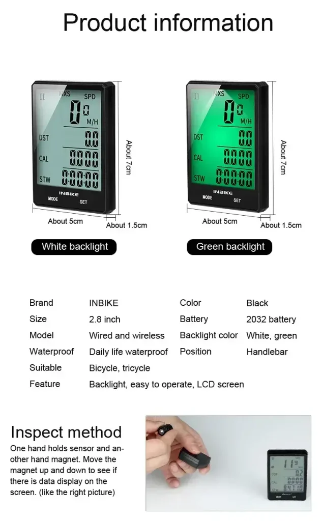INBIKE Rainproof 2.8 inch Size Wireless Set Bicycle Computer at Bike Center Kenya