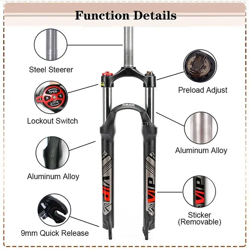 Bucklos 26 27.5 29 120mm Travel Disc Brake 9mm Quick Release MTB Suspension Bike Fork