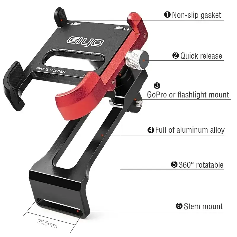 Giyo Bike Phone Mount with Light Lamp Holder Bracket