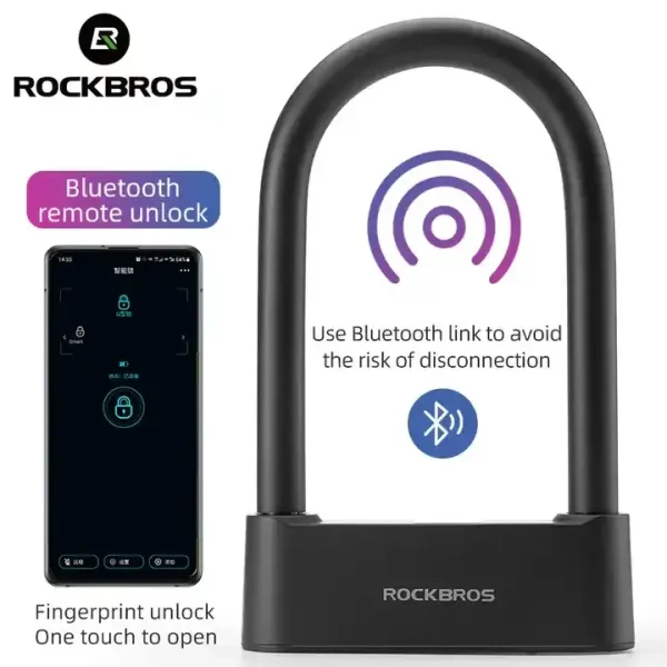 ROCKBROS Smart Bicycle U lock with Anti-theft Fingerprint