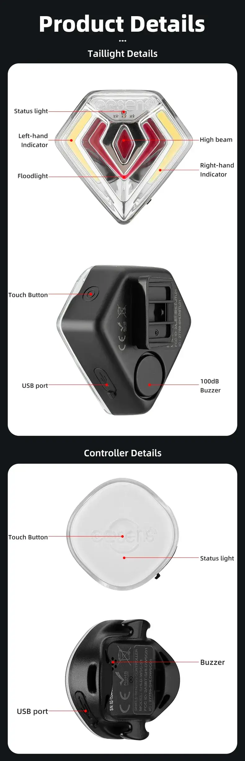 USB Rechargeable Bicycle Tail Light with Smart Remote Control Led Light Turn Signal in Kenya