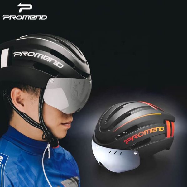 Promend TK-12H15 Cycling Helmet with Magnet Glasses & Tail Light
