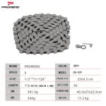 Specifications of Promend 9-Speed Narrow Bicycle Chain, Quick Release, Steel Links, Gray