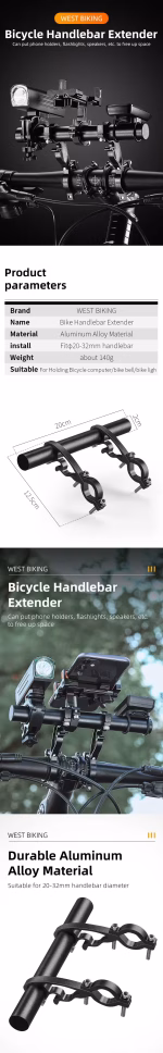 Bike Extender WEST BIKING Aluminium Alloy Bicycle Handlebar Extension