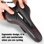 Soft Gel WEST BIKING Gel Bicycle Seat, Ergonomic, Waterproof, Comfortable PU Leather Bike Saddle