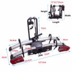 Dimensions of Premium Aluminium Bike Carrier for 2 Bicycles with Brake LIghts for SUVs, Hatchback, Cars etc